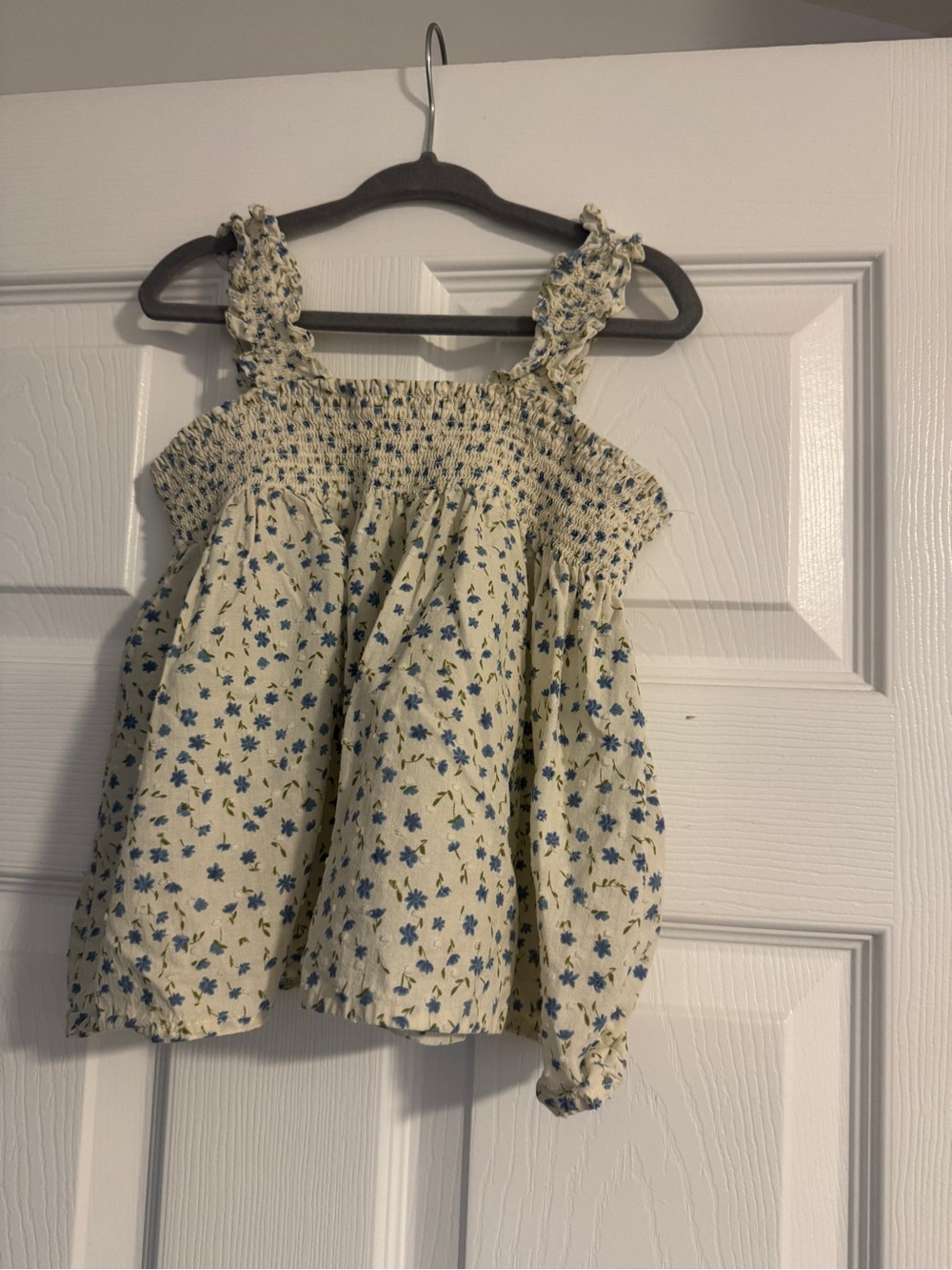 Zara Cream Tank Top with Blue Floral Print